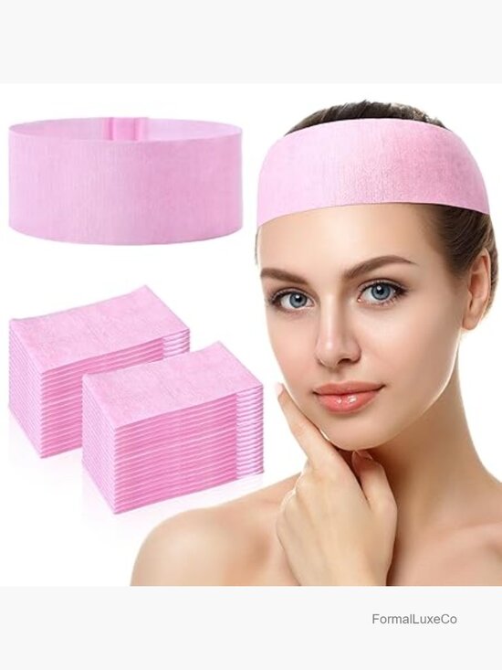 140 Pack Disposable Spa Facial Headbands Stretch Hair Wraps Salon Use main image 4